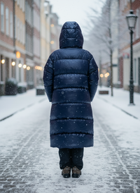 Doudoune Kway Neivel Crystal Bleu Marine Longue - Doudoune Imperméable Femme Hiver Capuche - Urban Chic Boutiques