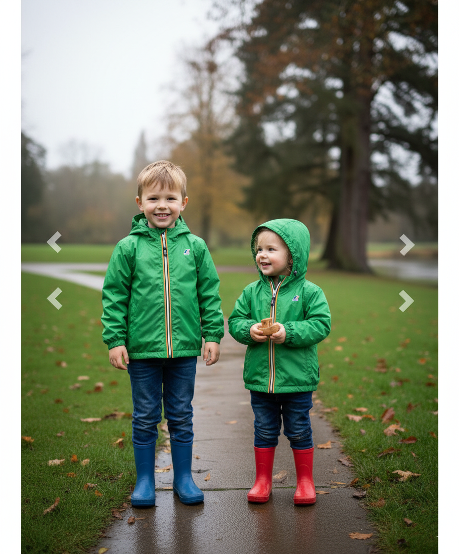 K-Way Claude Enfant Vert - Veste Imperméable Légère et Paquetable