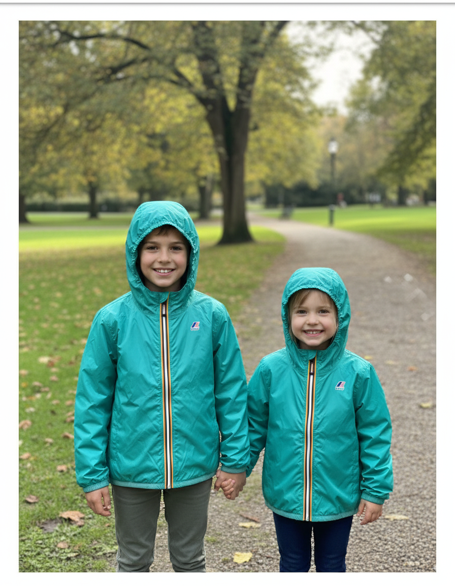 Veste Imperméable Enfant K-Way Claude Vert Menthe – Coupe-vent Garçon/Fille