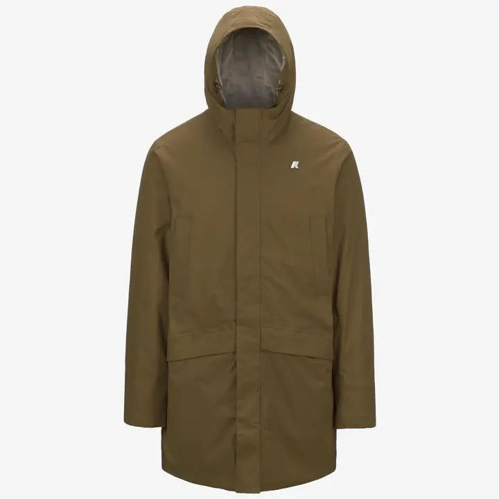 K-Way Thomas Warm Ottoman Homme – Veste Imperméable Marron Vert | Coupe-Vent Hiver