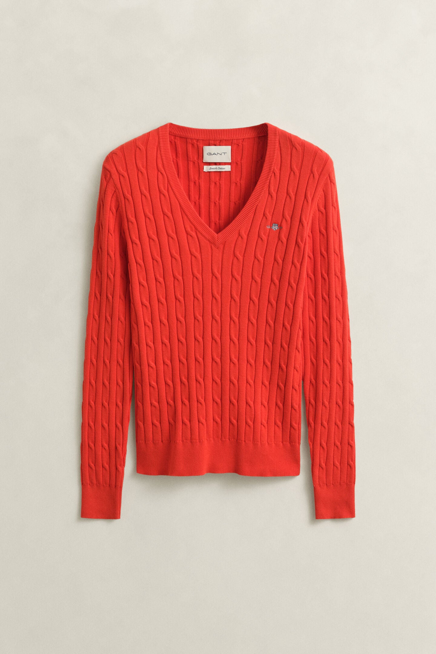 Pull col V torsadé en coton femme élégant et intemporel – Gant