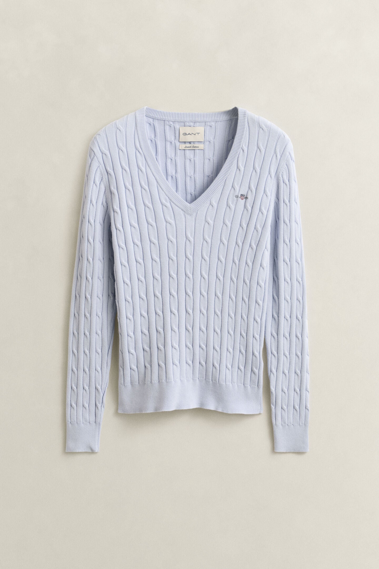 Pull col V torsadé en coton femme élégant et intemporel – Gant
