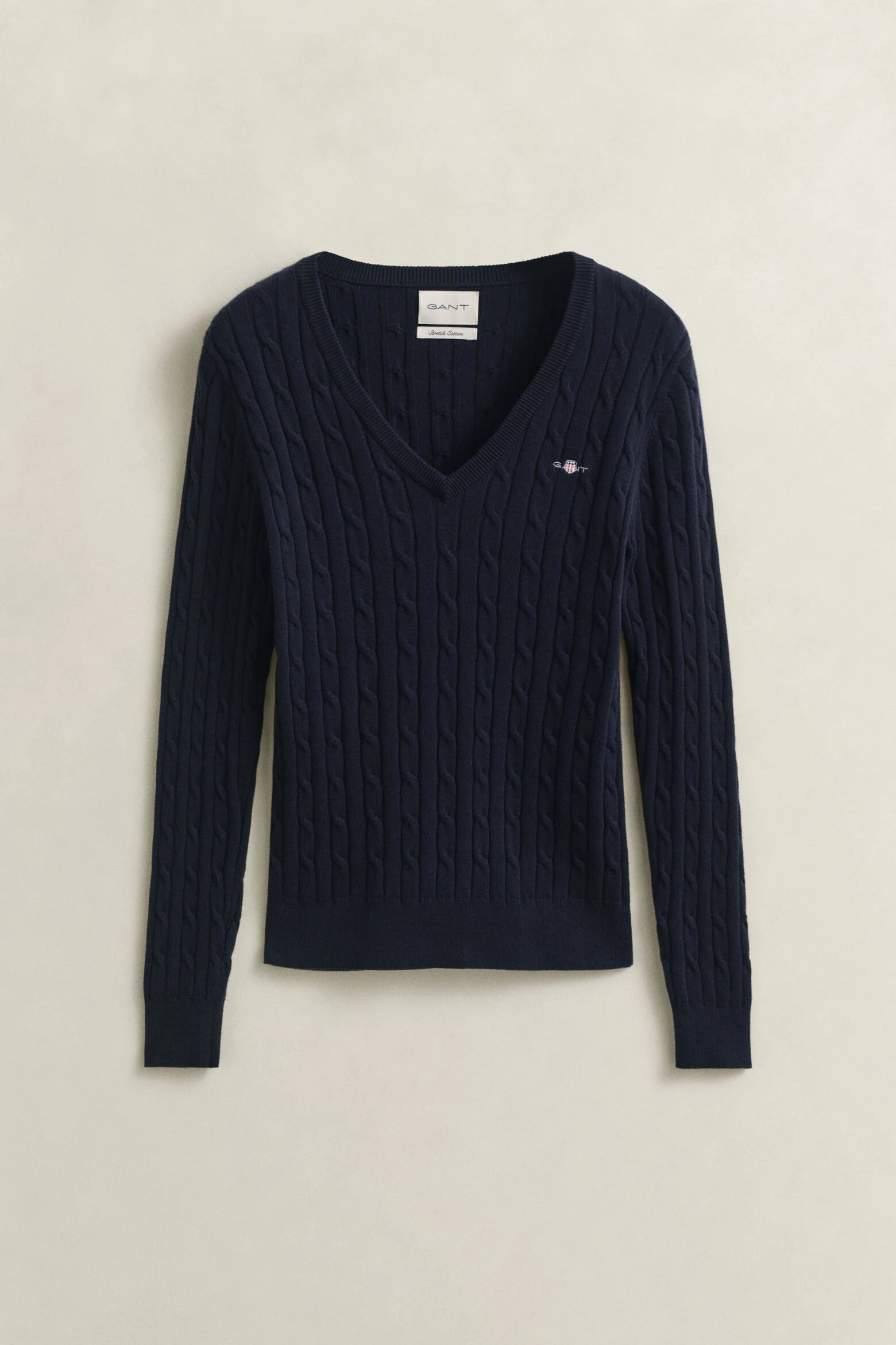 Pull col V torsadé en coton femme élégant et intemporel – Gant