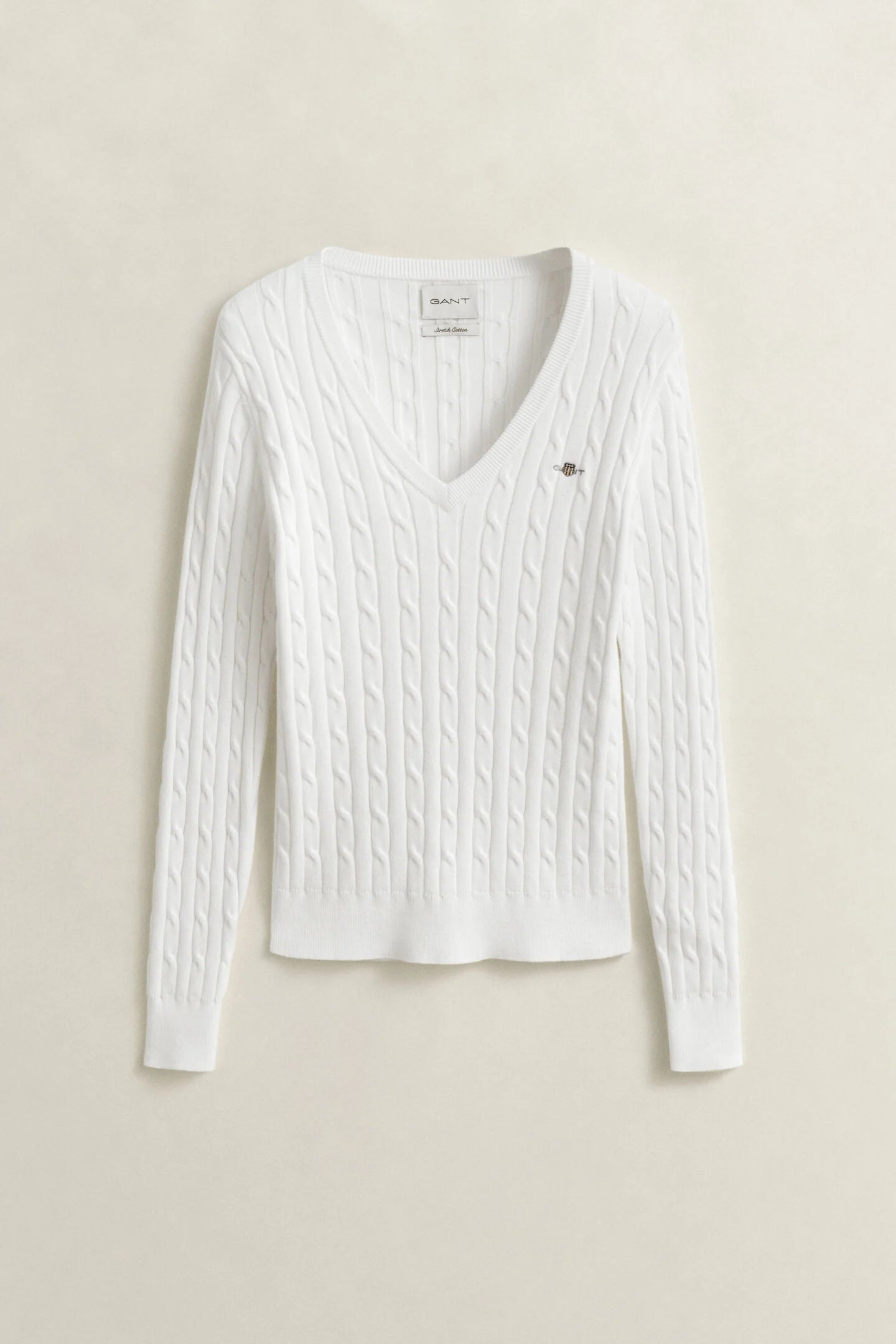 Pull col V torsadé en coton femme élégant et intemporel – Gant