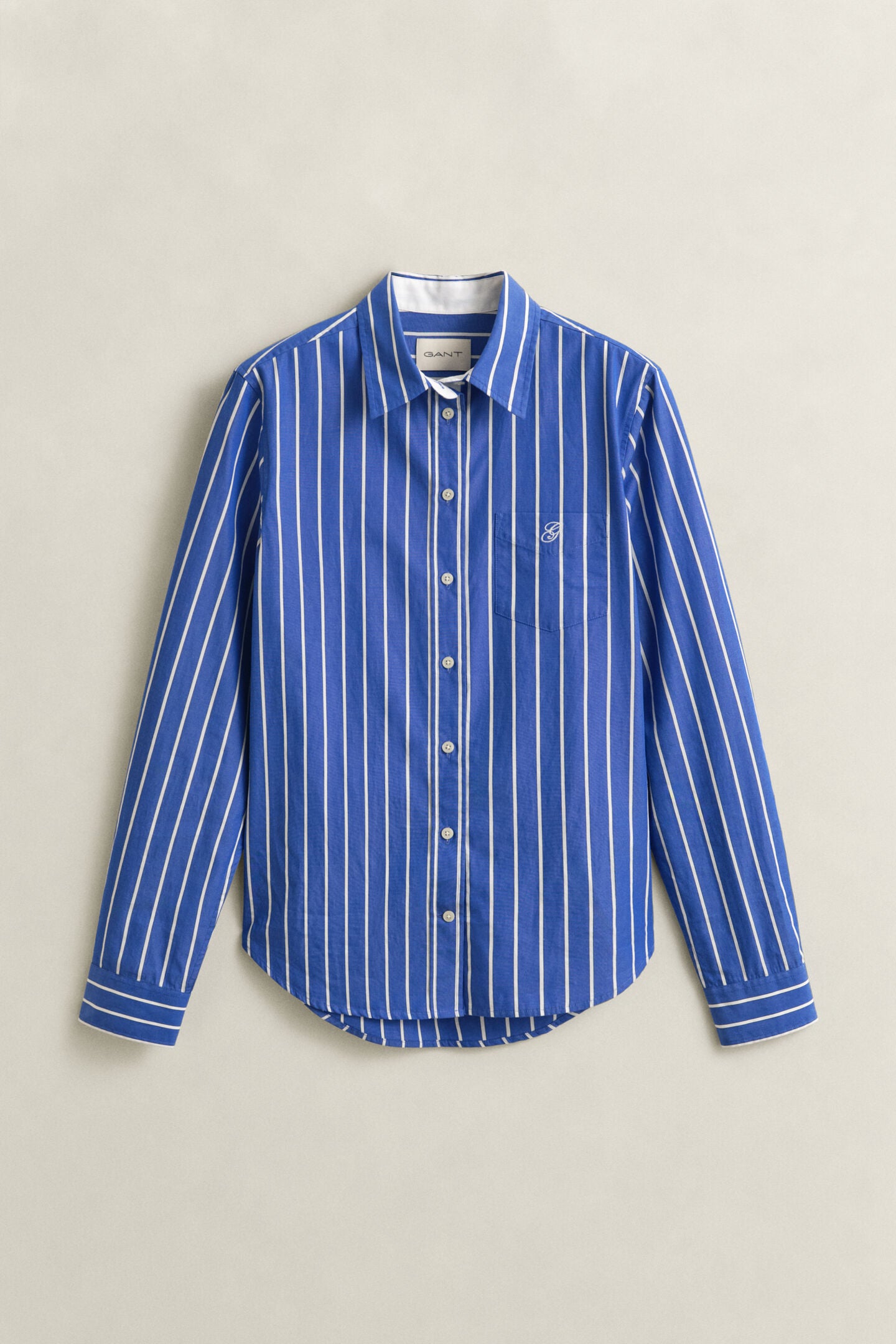 Chemise rayée en popeline coupe regular bleu – Gant