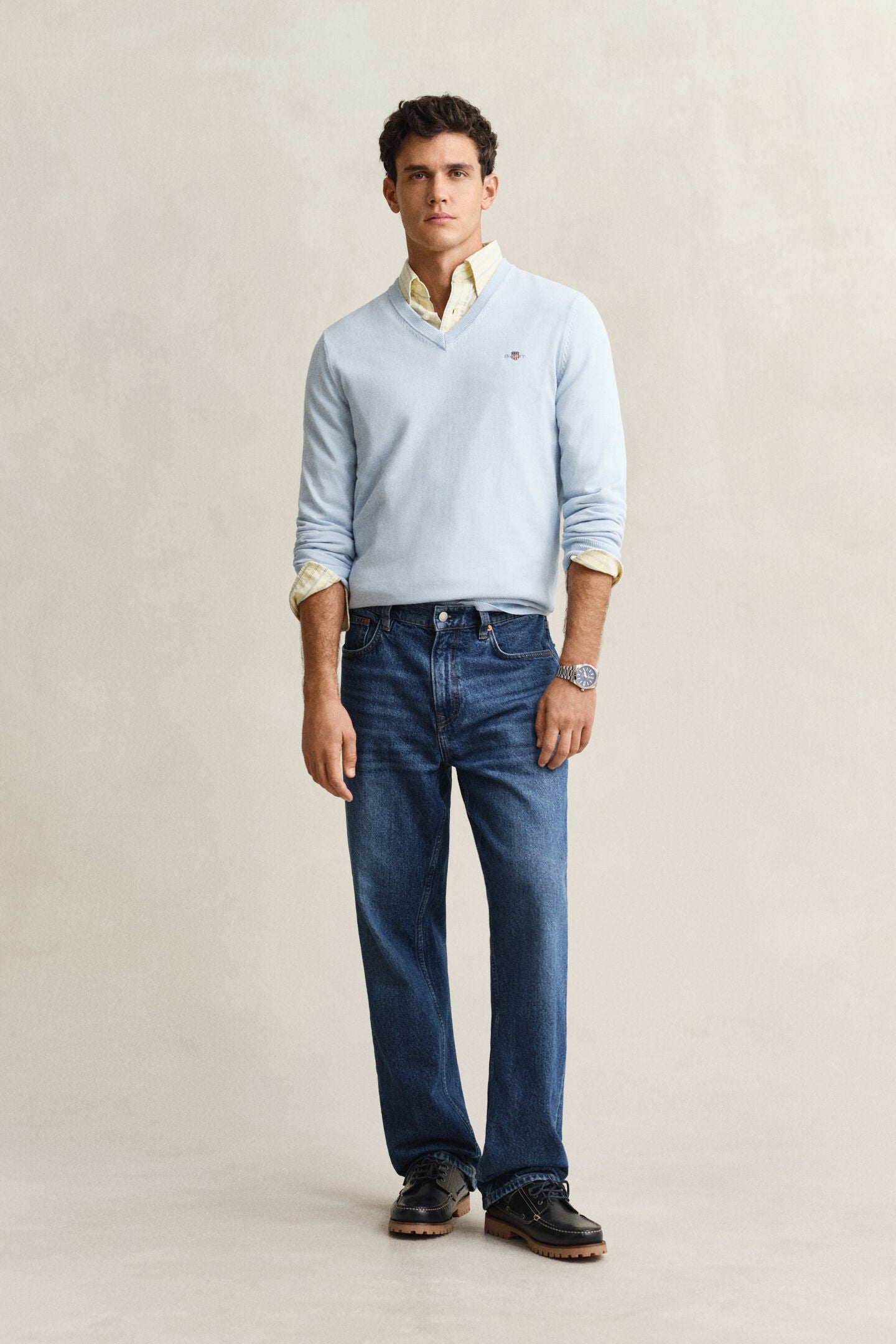 Pull en coton col en V homme élégant et confortable - Plusieurs coloris - Gant