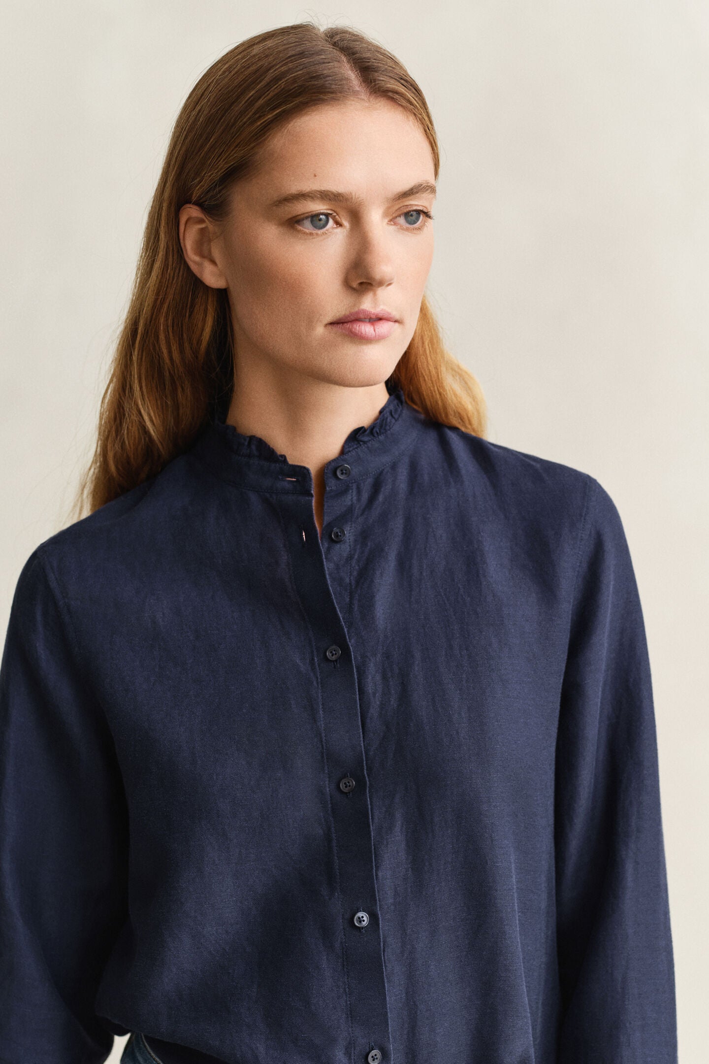 Chemisier à volants en lin mélangé femme élégant et léger – Gant