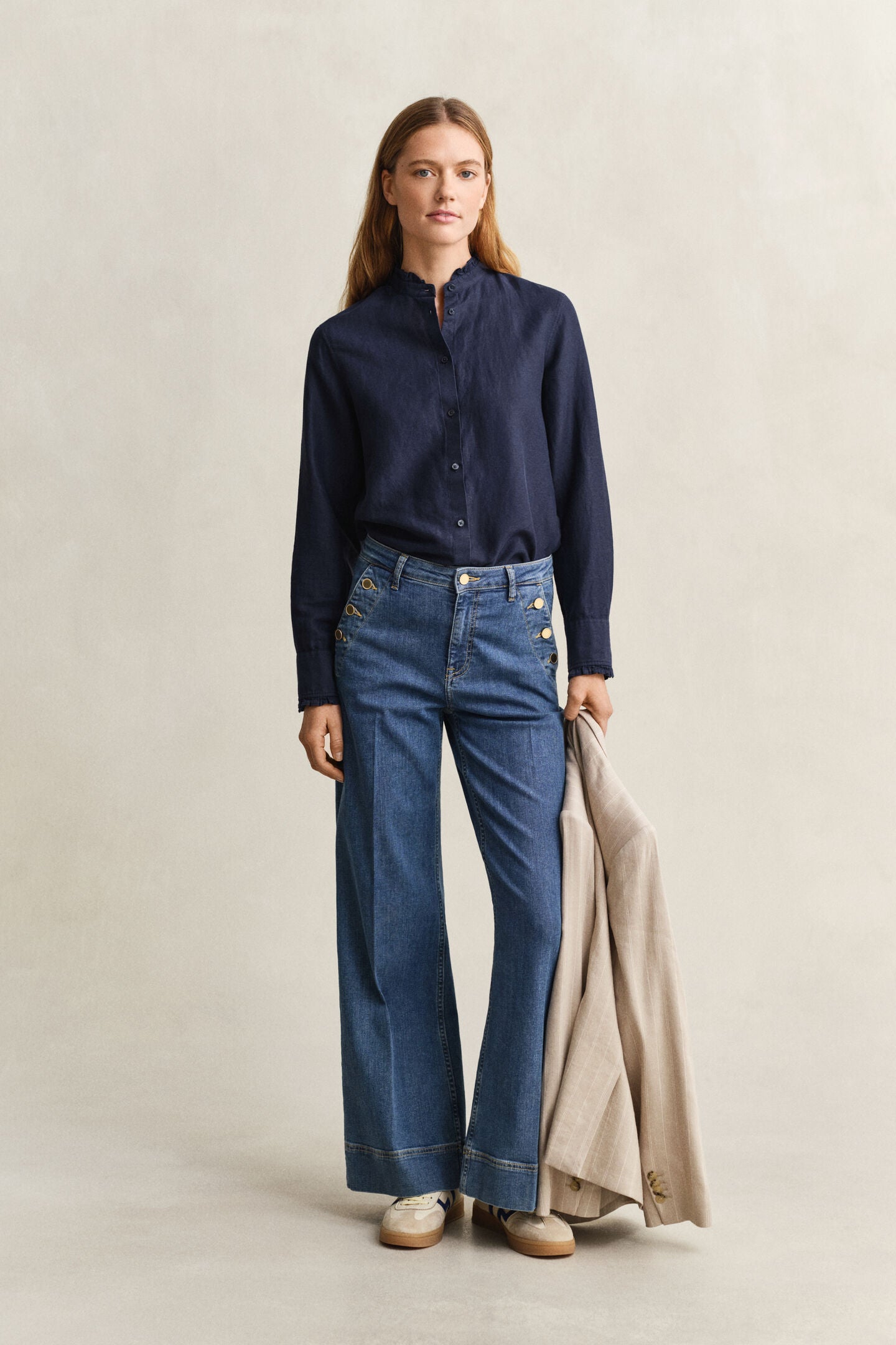 Chemisier à volants en lin mélangé femme élégant et léger – Gant