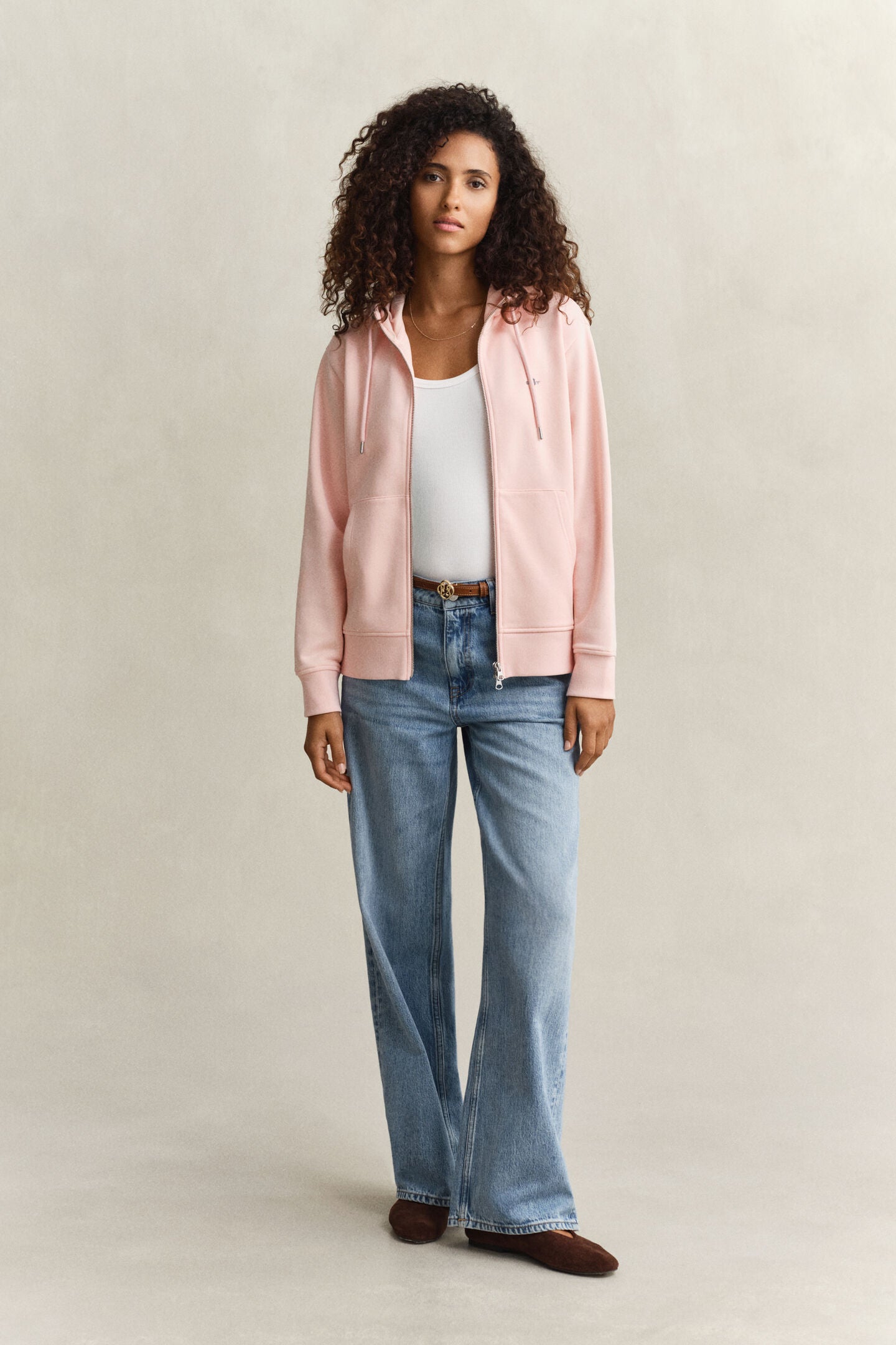 Sweat à capuche zippé rose pastel – élégance casual — Gant