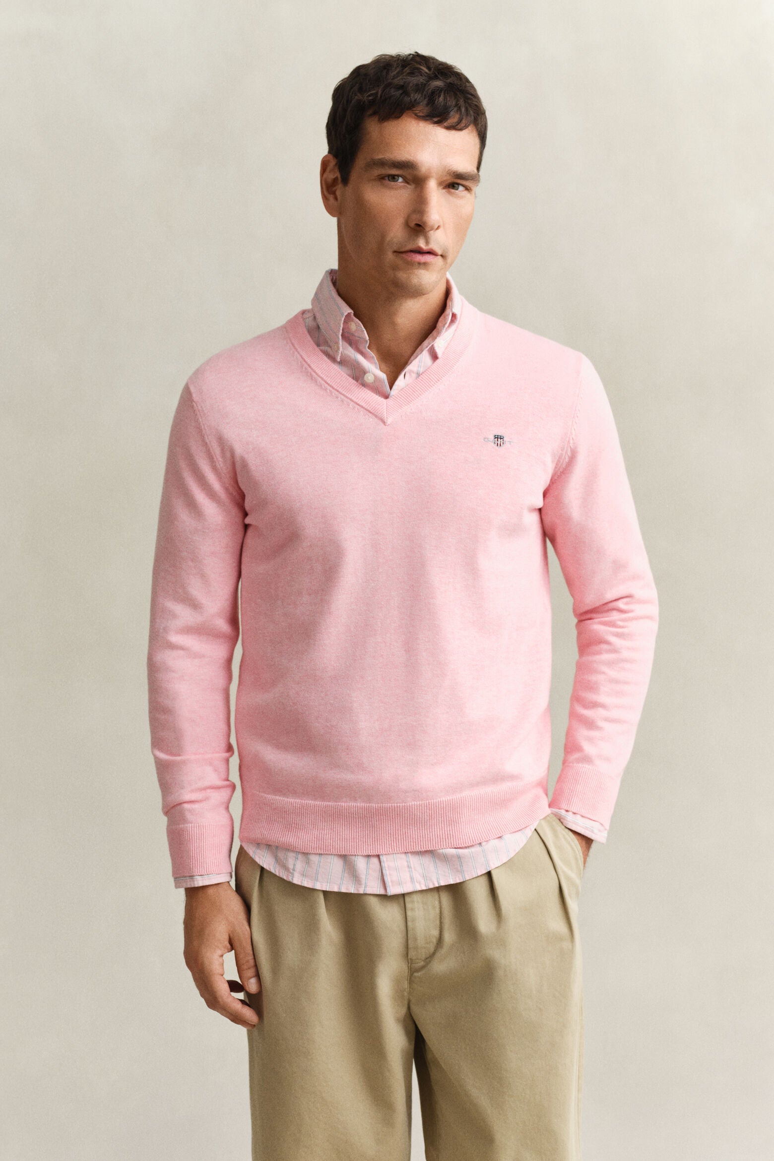 Pull en coton col en V homme élégant et confortable - Plusieurs coloris - Gant