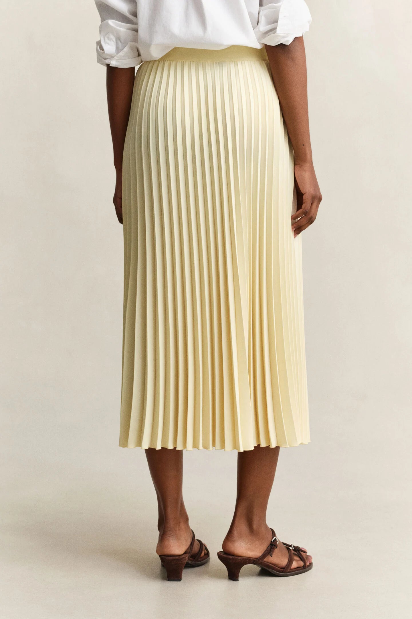 Jupe midi plissée jaune élégante femme – Gant