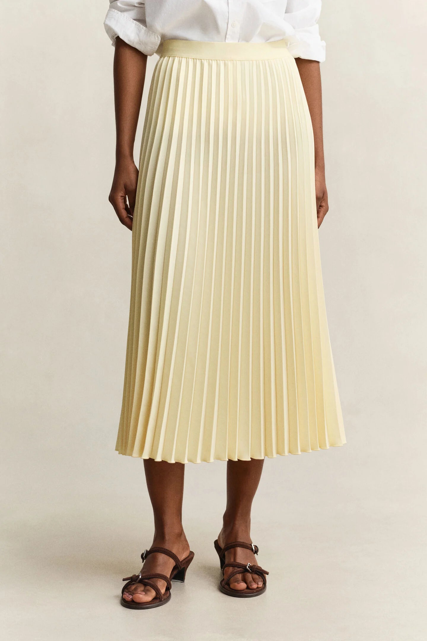 Jupe midi plissée jaune élégante femme – Gant