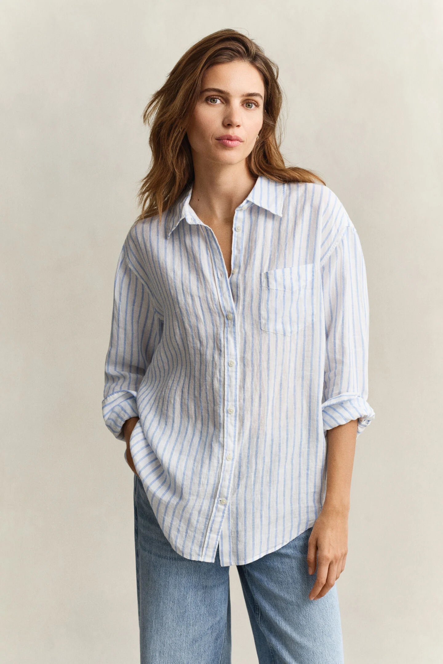 Chemise relaxed fit en lin à rayures femme – Élégance naturelle et confort - Gant