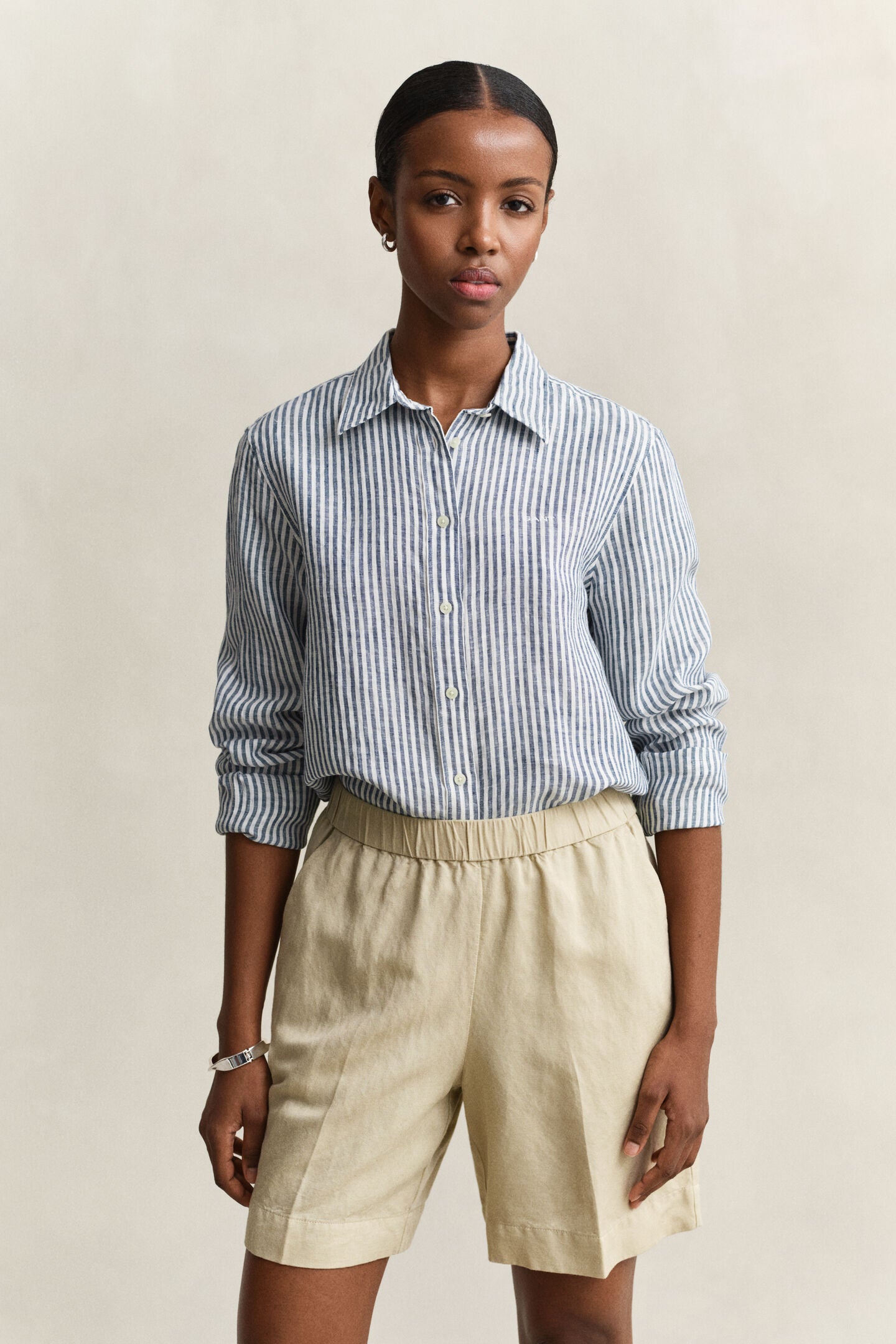 Chemise en lin à rayures regular fit femme - GANT