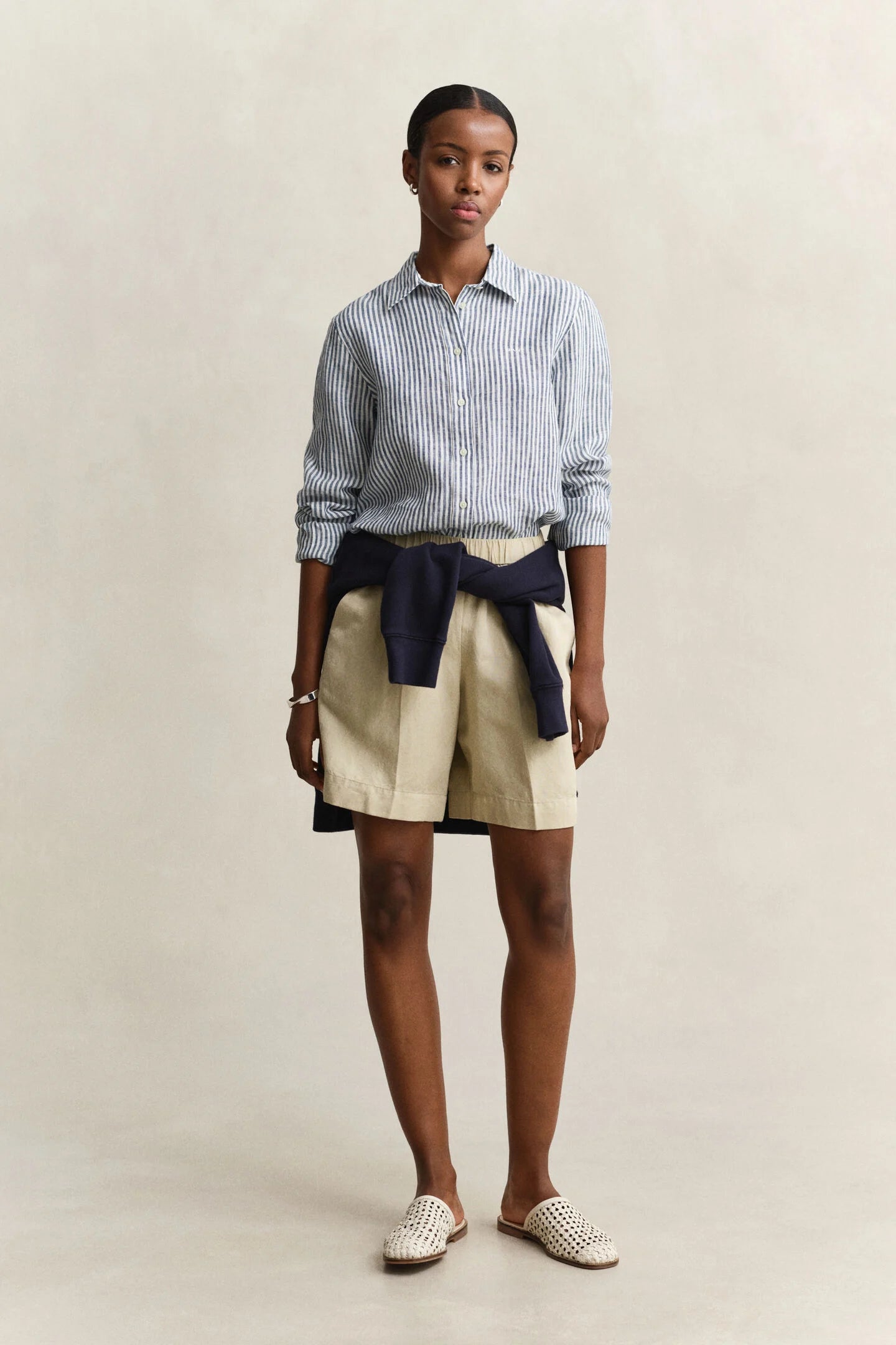 Chemise en lin à rayures regular fit femme - GANT