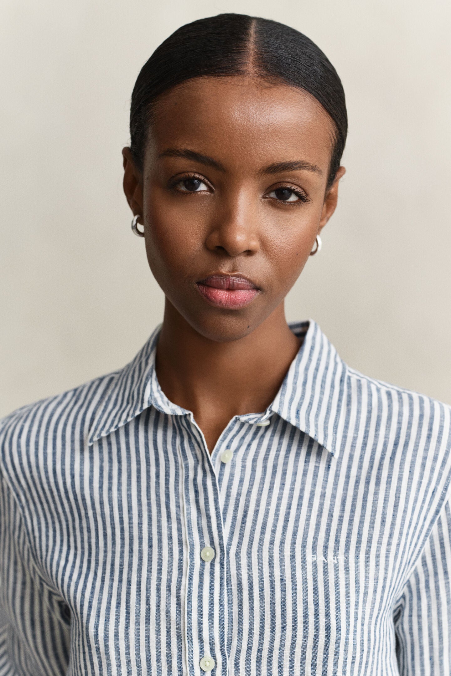 Chemise en lin à rayures regular fit femme - GANT