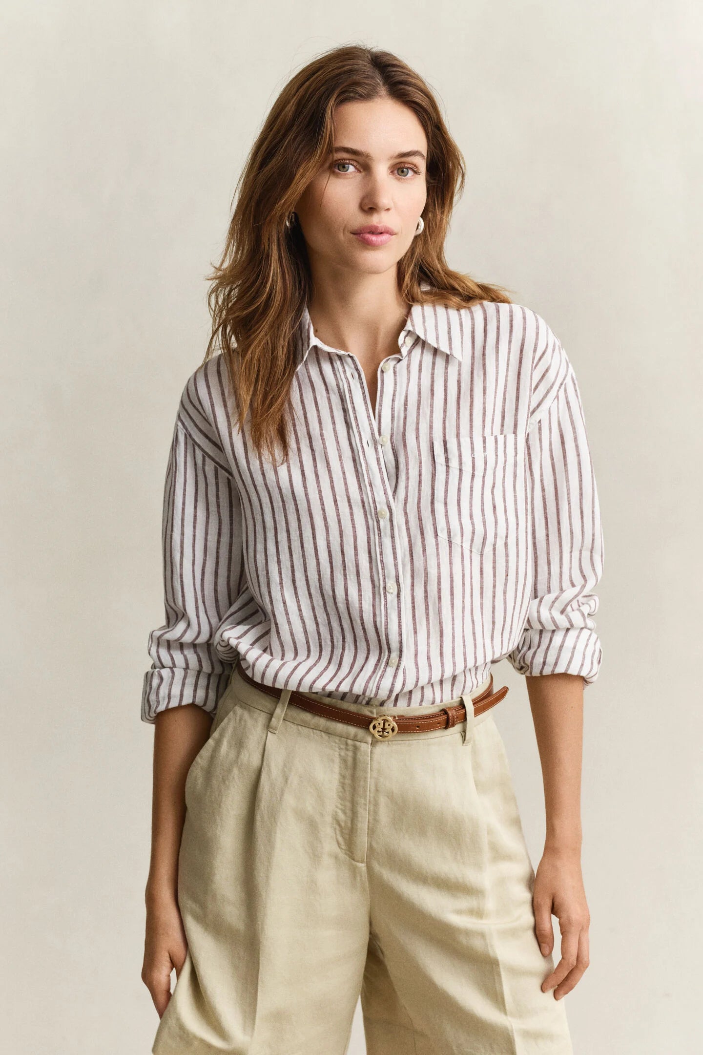 Chemise relaxed fit en lin à rayures femme – Élégance naturelle et confort - Gant
