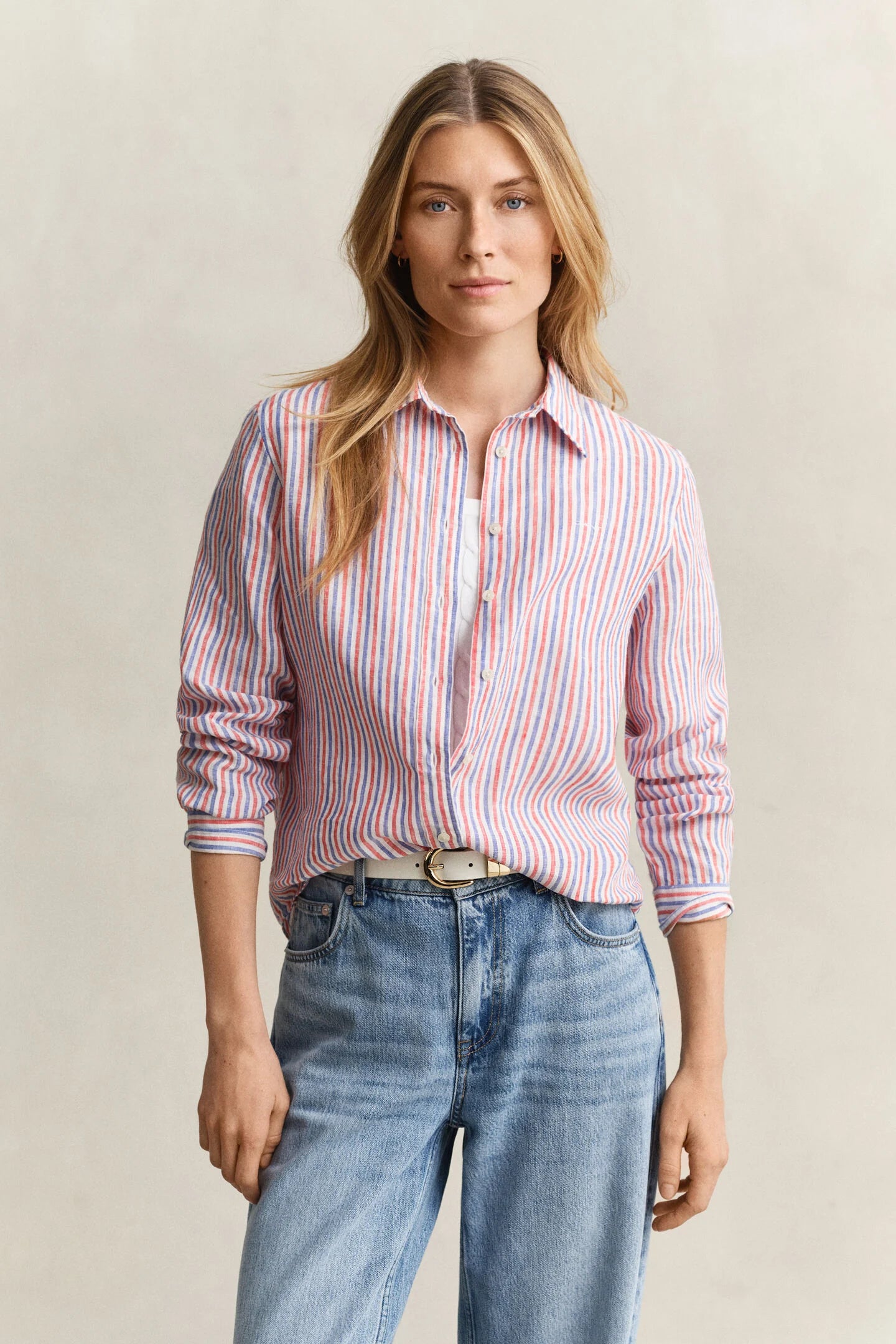 Chemise en lin à rayures regular fit femme - GANT