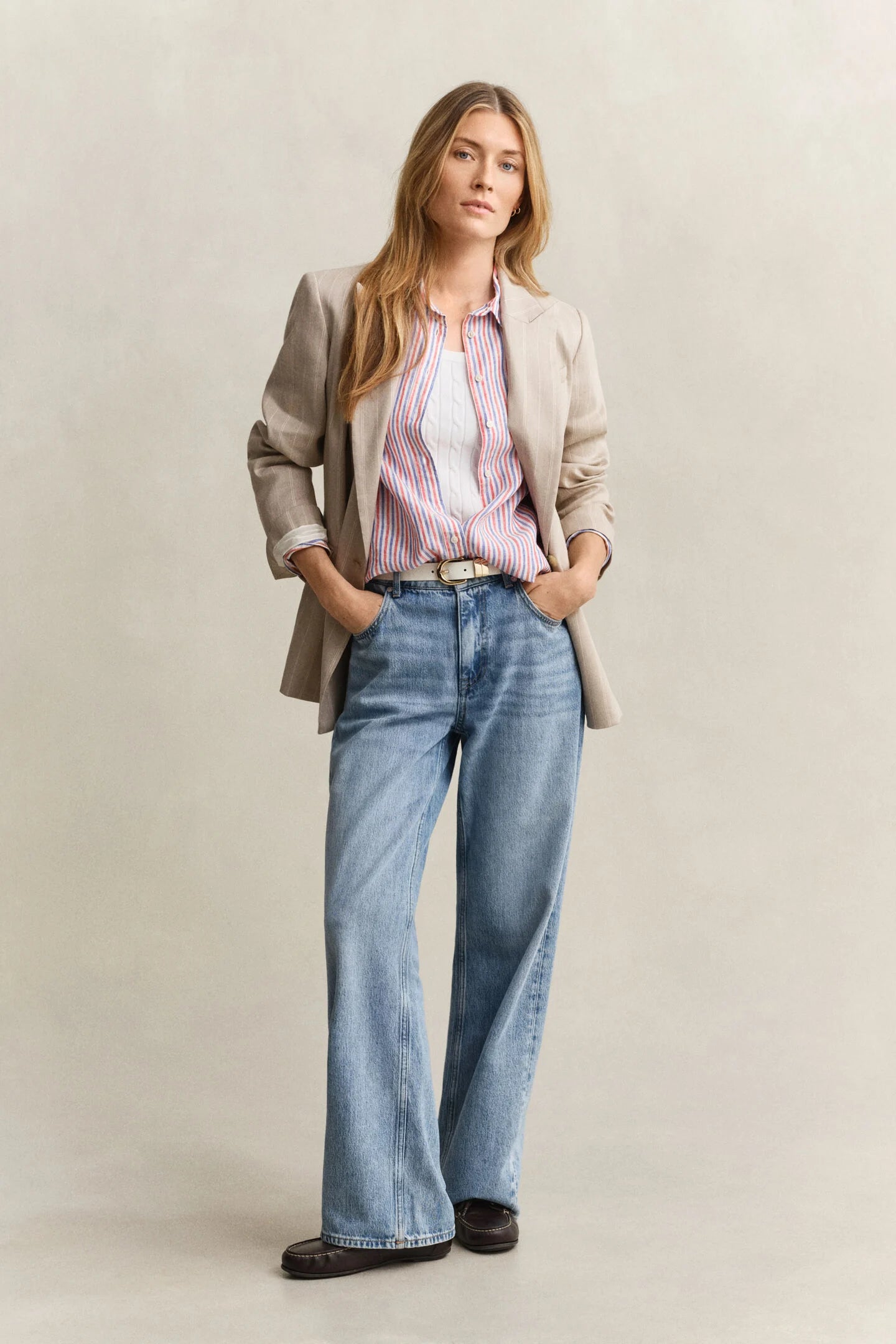 Chemise en lin à rayures regular fit femme - GANT