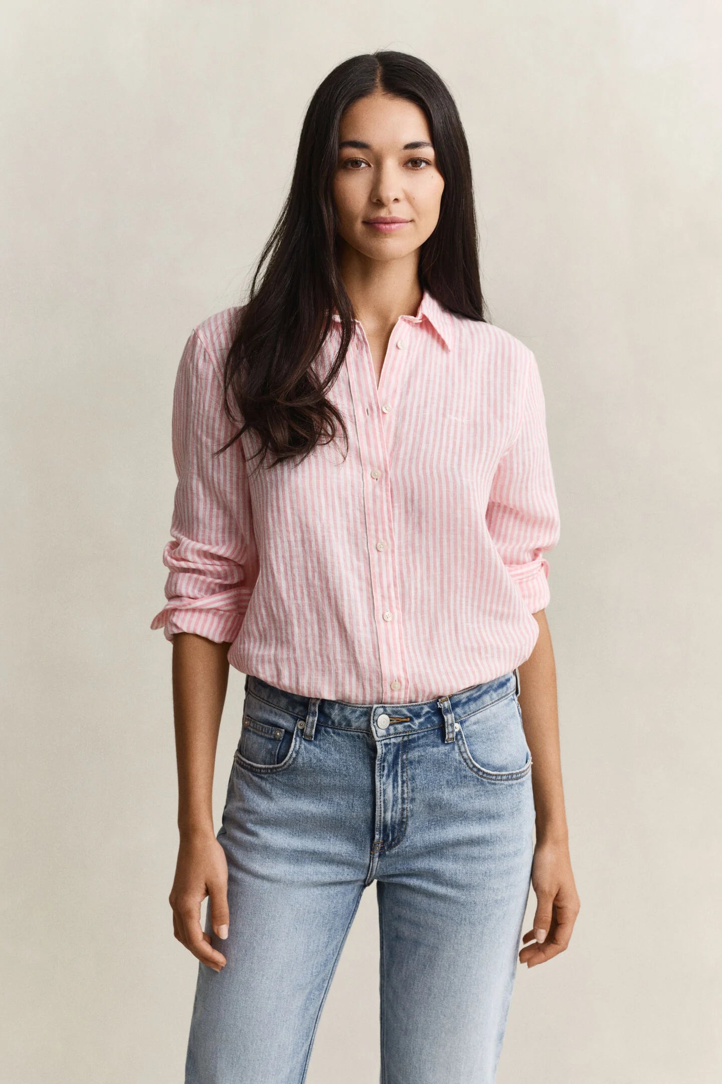 Chemise en lin à rayures regular fit femme - GANT