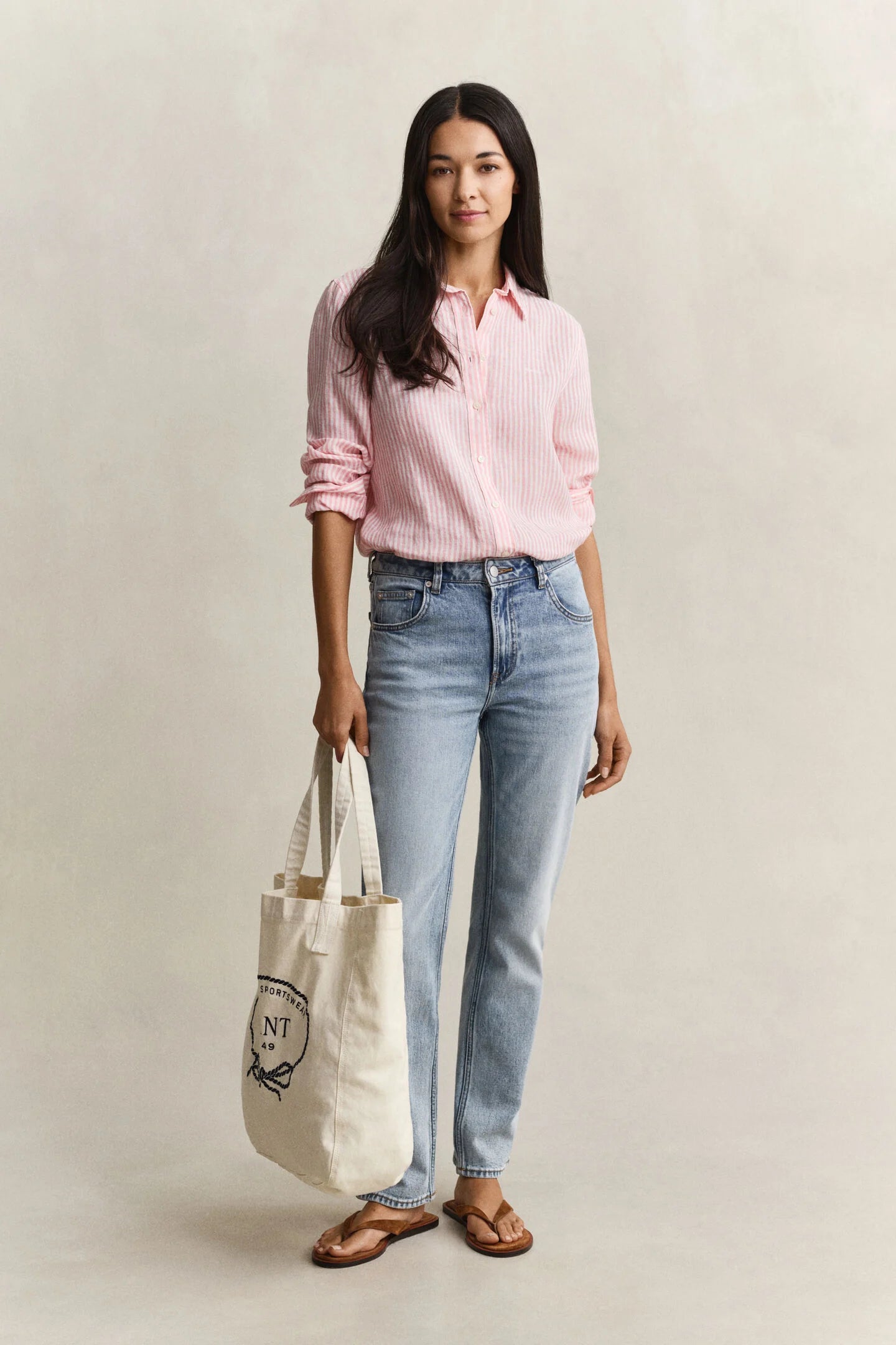 Chemise en lin à rayures regular fit femme - GANT
