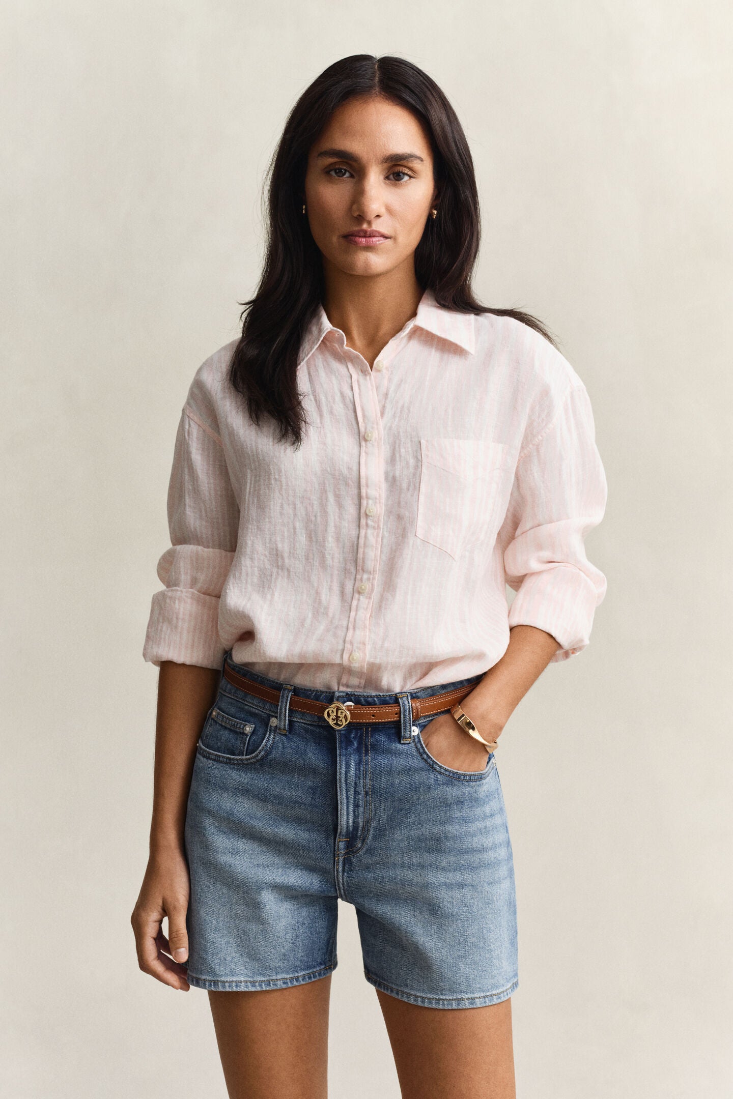 Chemise relaxed fit en lin à rayures femme – Élégance naturelle et confort - Gant