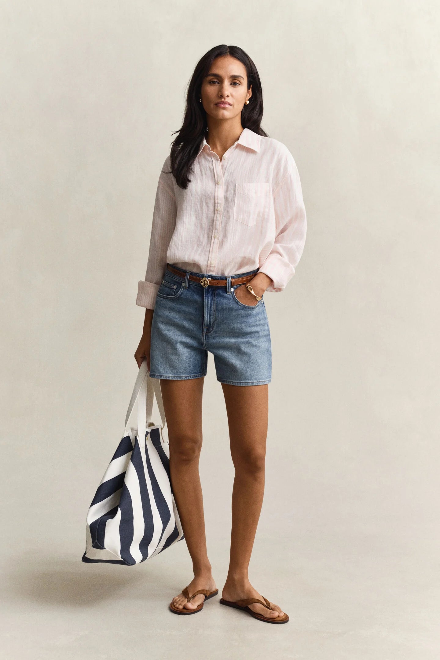 Chemise relaxed fit en lin à rayures femme – Élégance naturelle et confort - Gant