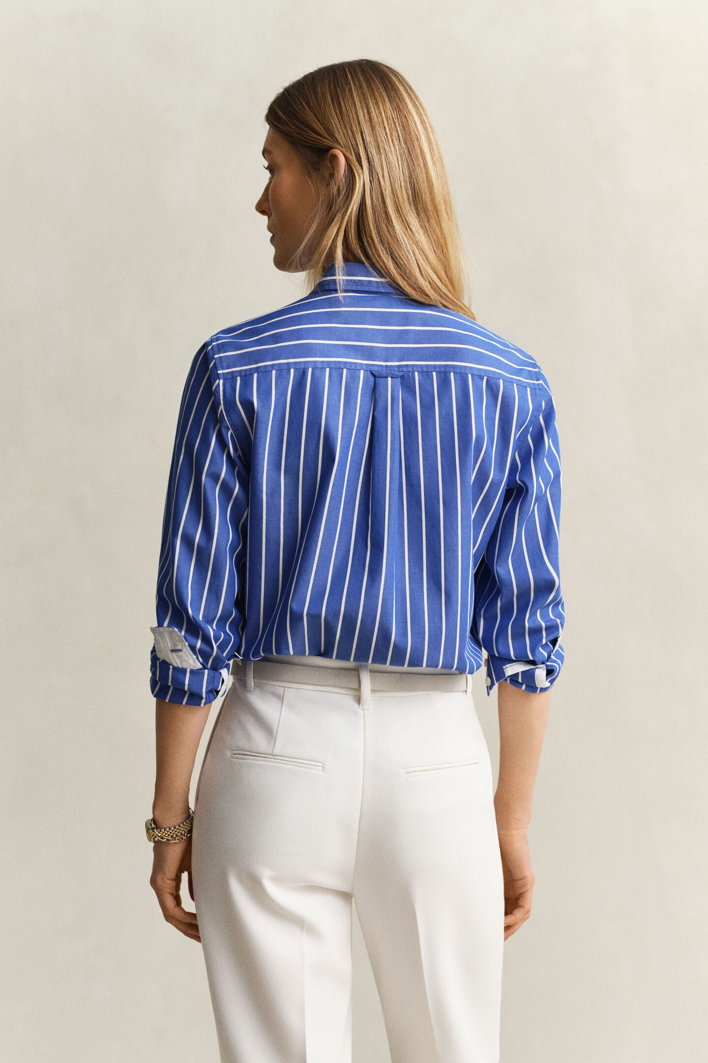 Chemise rayée en popeline coupe regular bleu – Gant