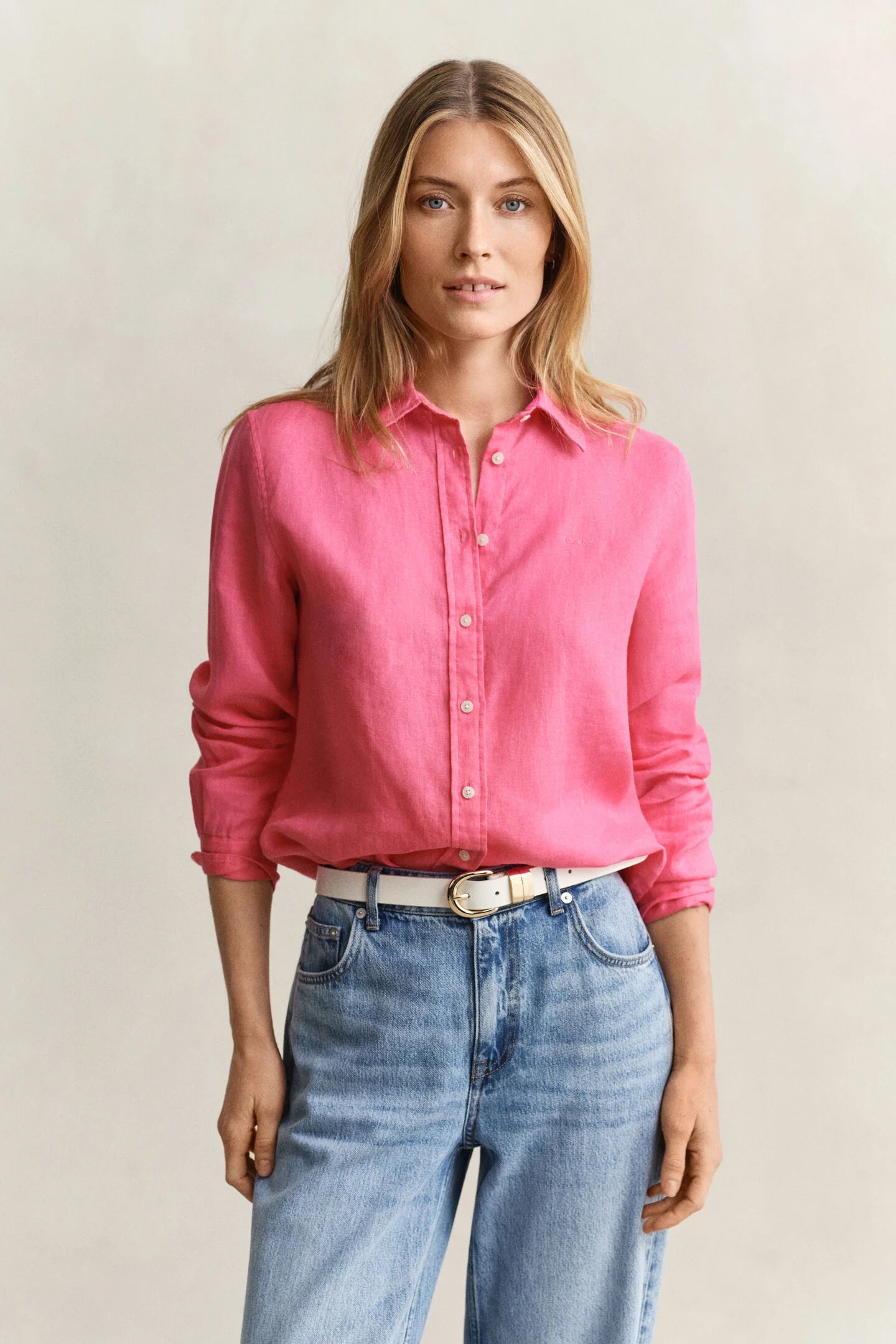 Chemise en lin rose regular fit femme élégante et légère – Gant