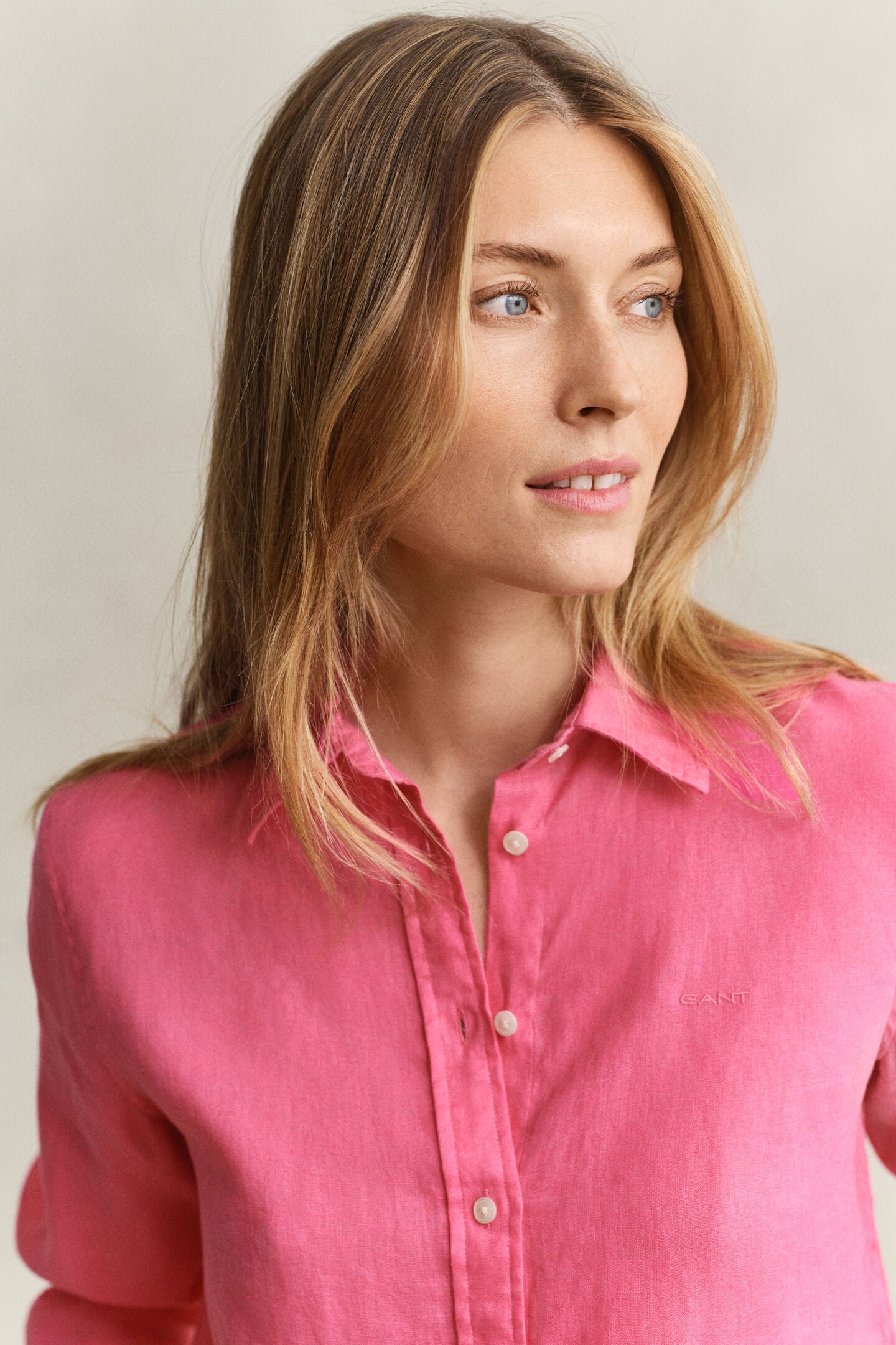 Chemise en lin rose regular fit femme élégante et légère – Gant