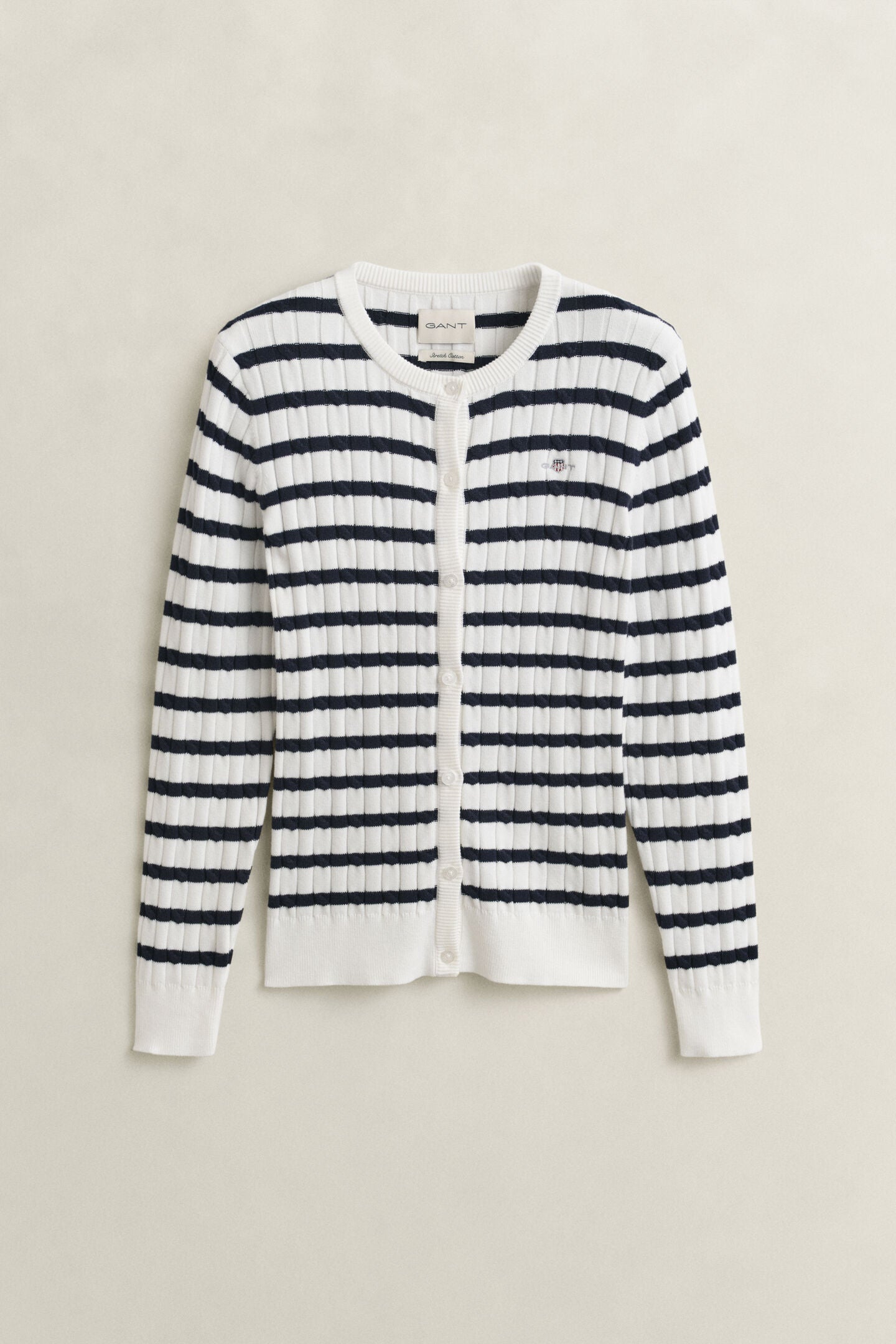 Cardigan en maille torsadée à rayures femme – Gant