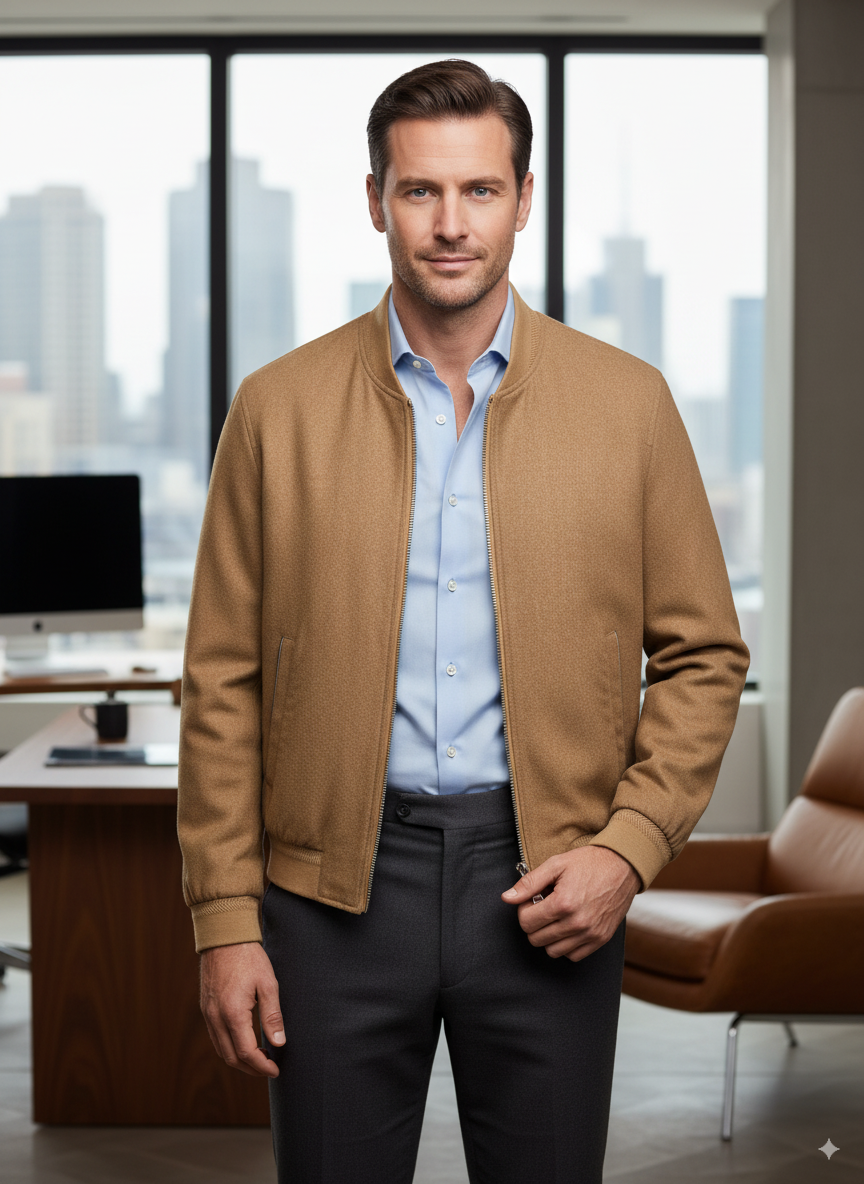 Veste Bombers en Lainage Homme Marron Brun – Tommy Hilfiger | Collection Automne Urbain Premium